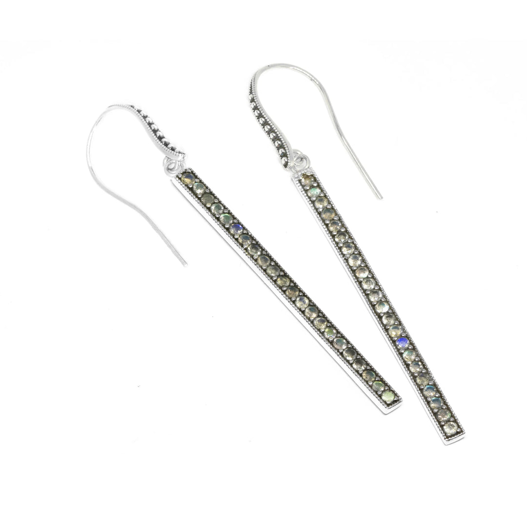 Gemstone Pave Stick Earring