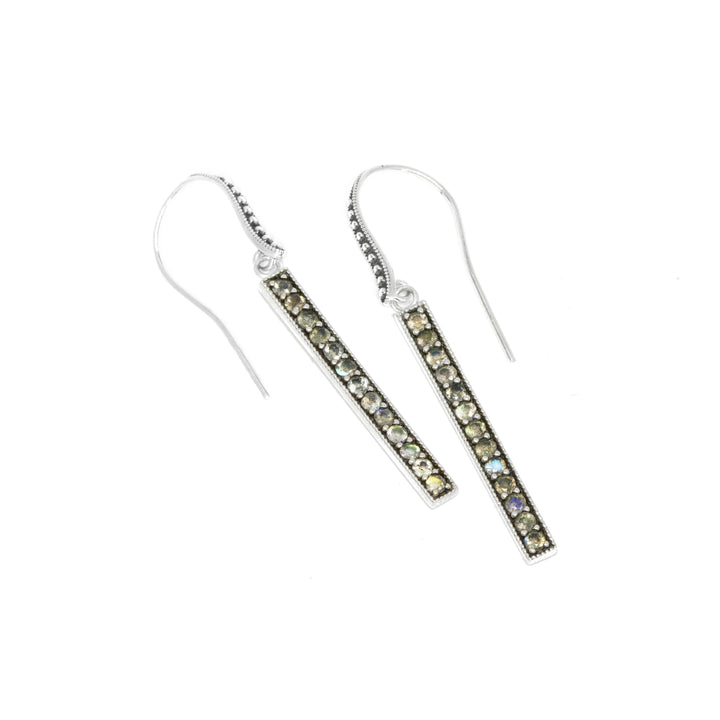 Gemstone Pave Stick Earring