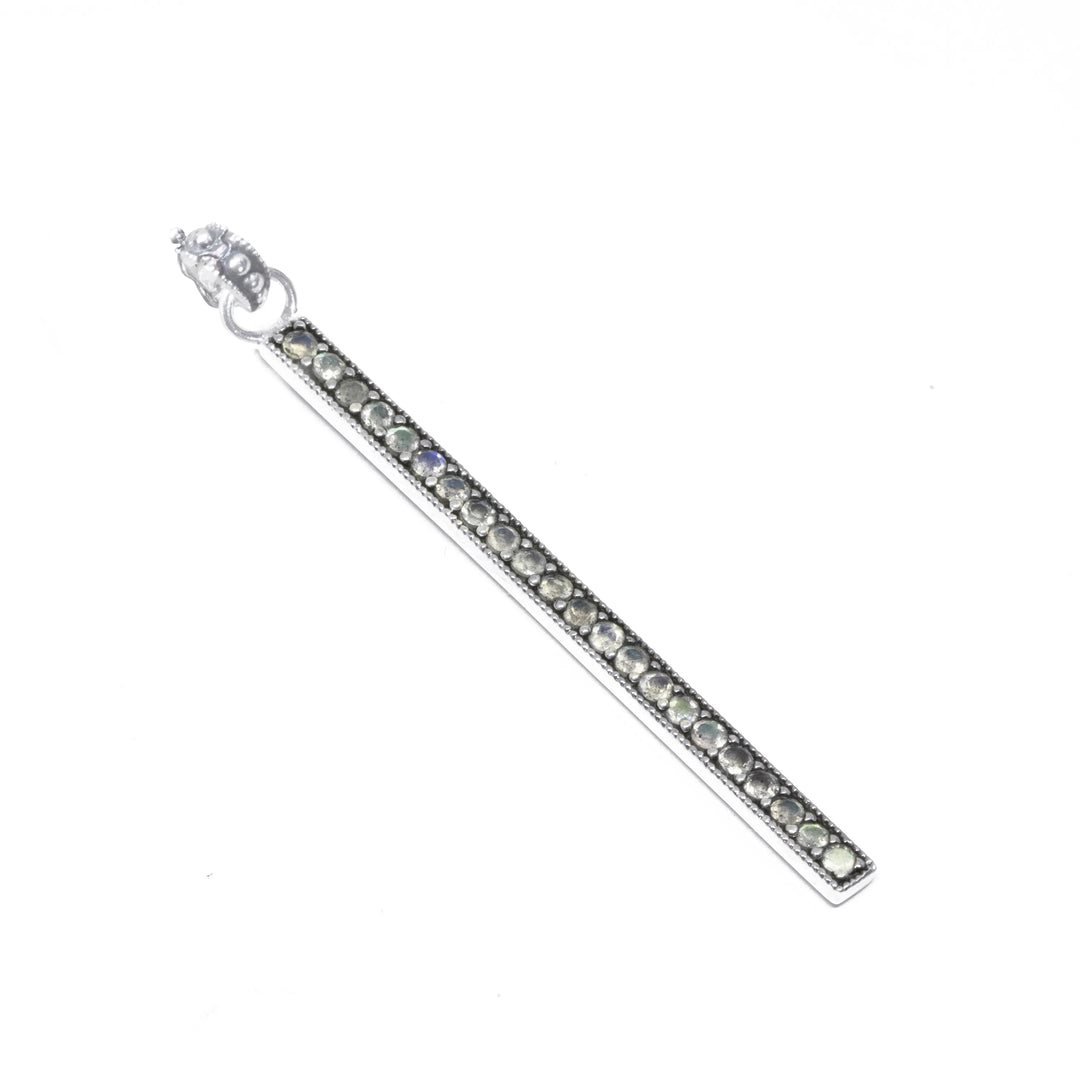 Gemstone Pave Stick Pendant