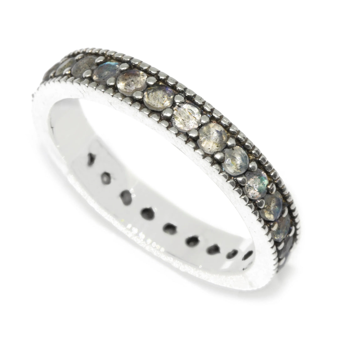 Gemstone Pave Single Row Ring - Eternity Setting