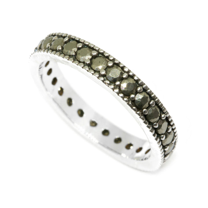 Gemstone Pave Single Row Ring - Eternity Setting